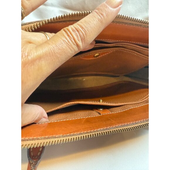 Vintage 1980’s Dooney & Bourke All-Weather Leather Satchel Purse British Tan - Picture 8 of 12